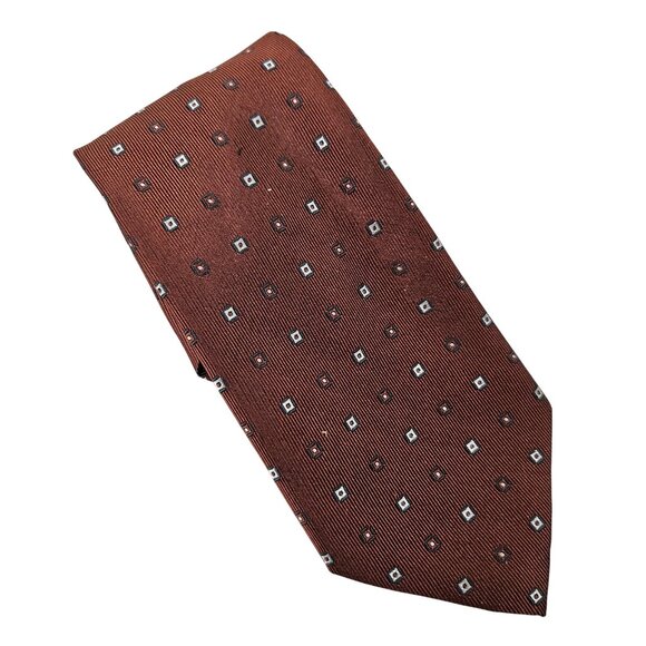 Jos A Bank Mens Silk Tie Executive Collection Brown Geometric Pattern NWT - Picture 1 of 8